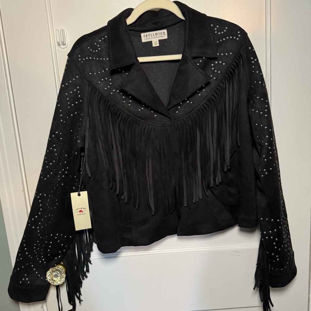 Idyllwind Blair Black Faux Suede Fringe Jacket with Studs (NWT)